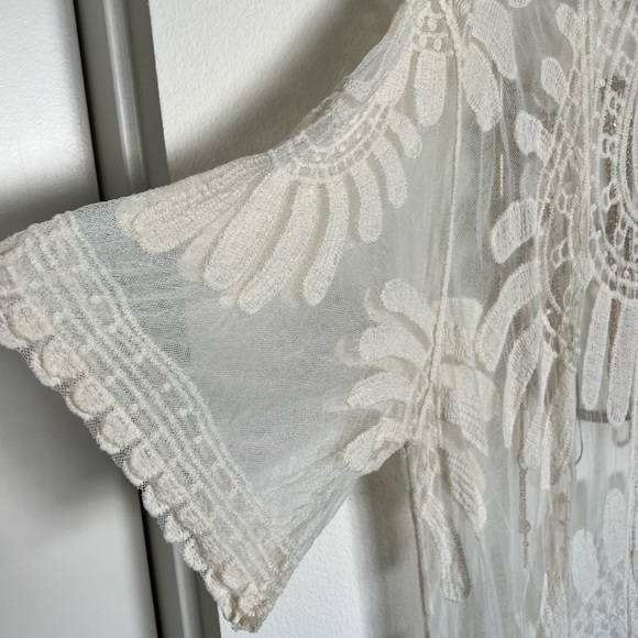 🦋 Floral bohemian sheer kimono beach cover up - Picture 8 of 12